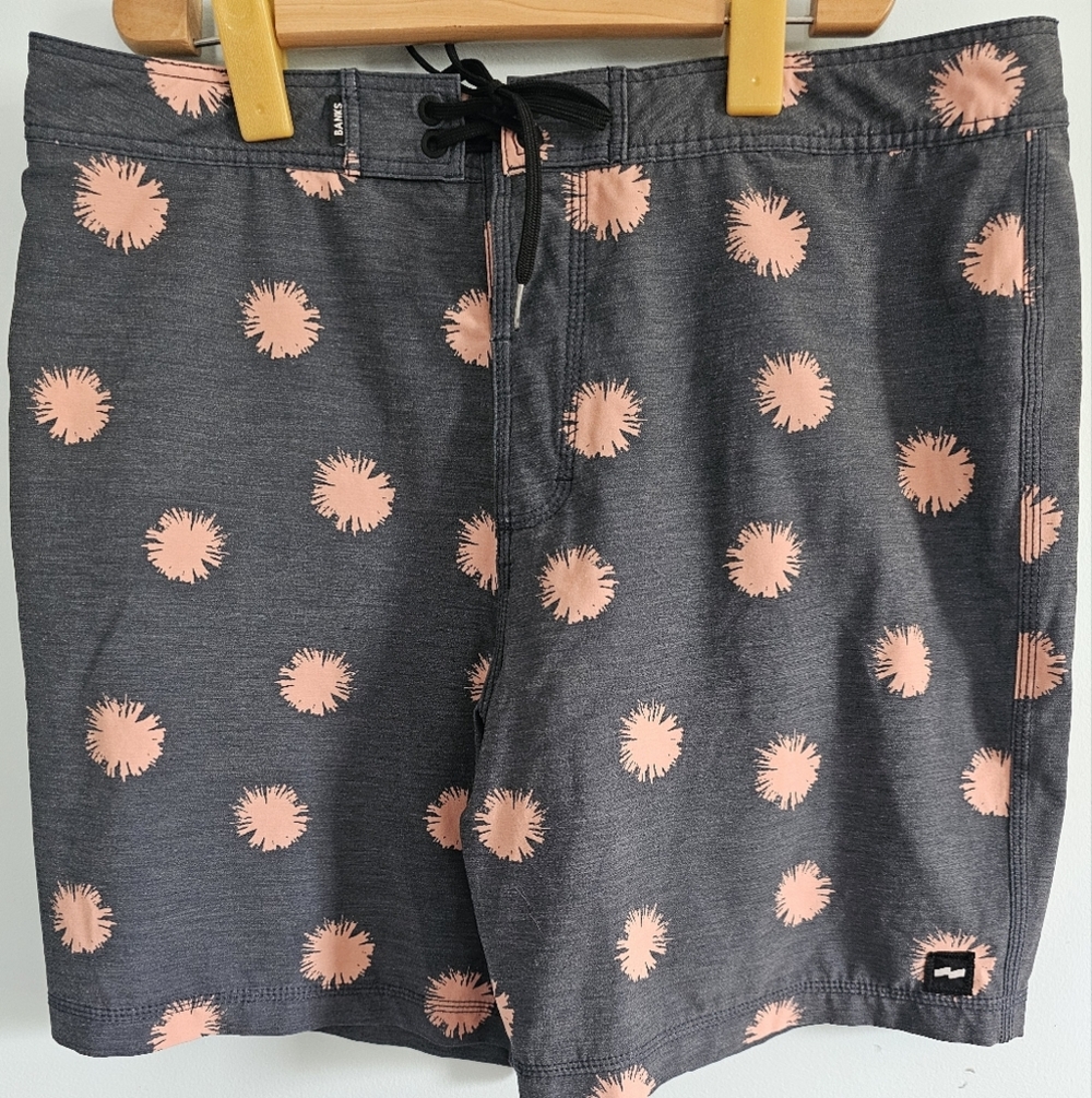 Banks Journal Orange and Gray Swim Trunks with Playful Pattern